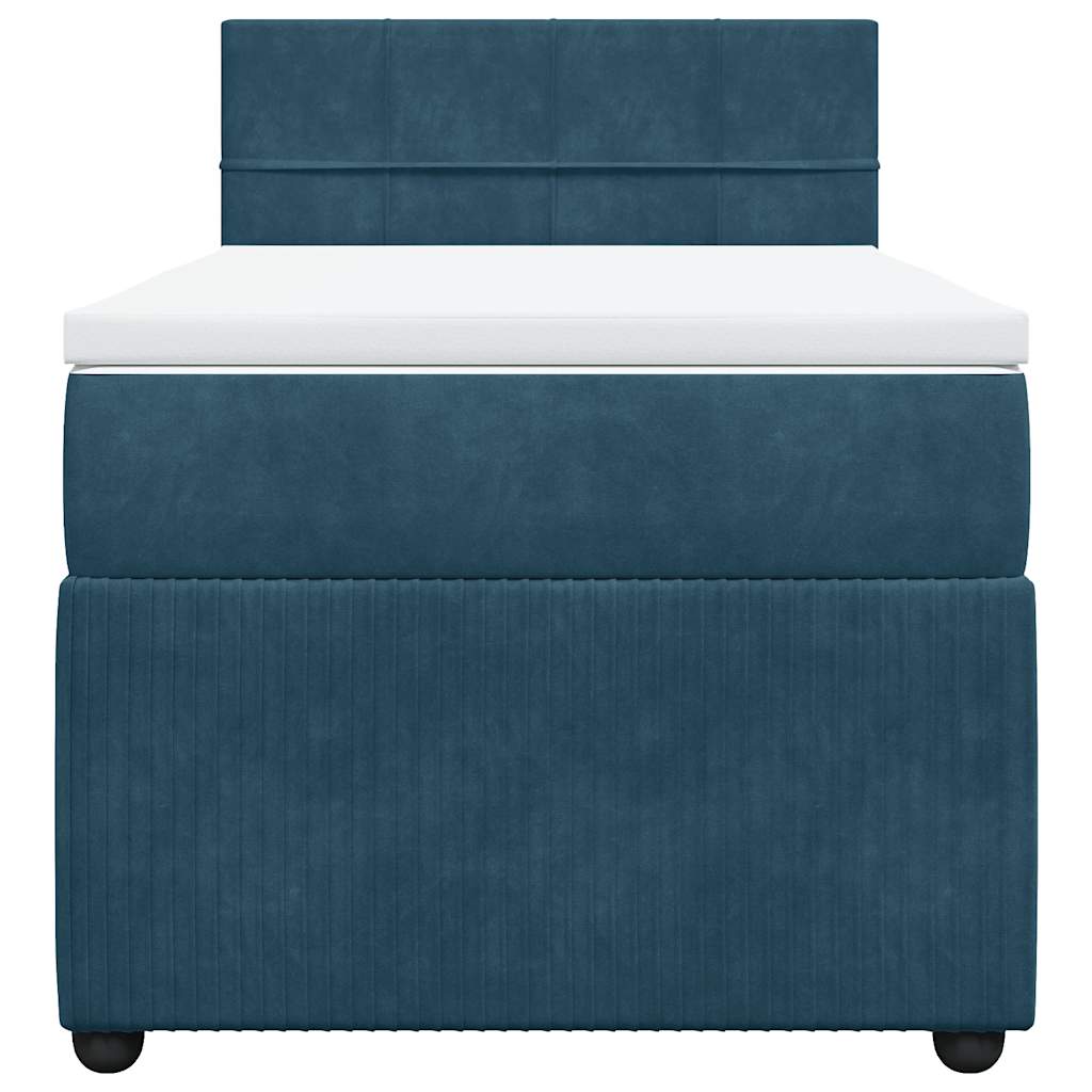 vidaXL Κρεβάτι Boxspring με Στρώμα Μπλε 80 x 200 εκ. Βελούδινο