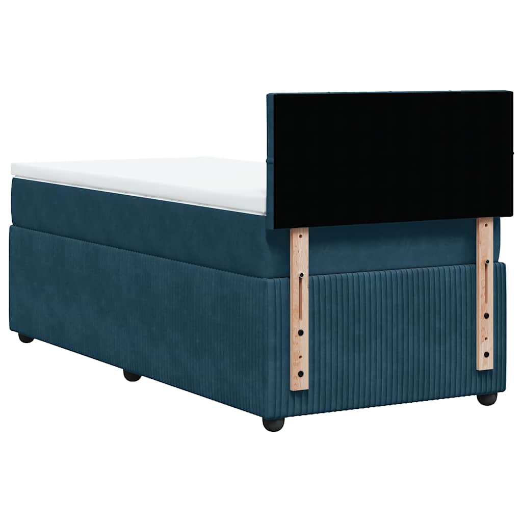 vidaXL Κρεβάτι Boxspring με Στρώμα Μπλε 80 x 200 εκ. Βελούδινο