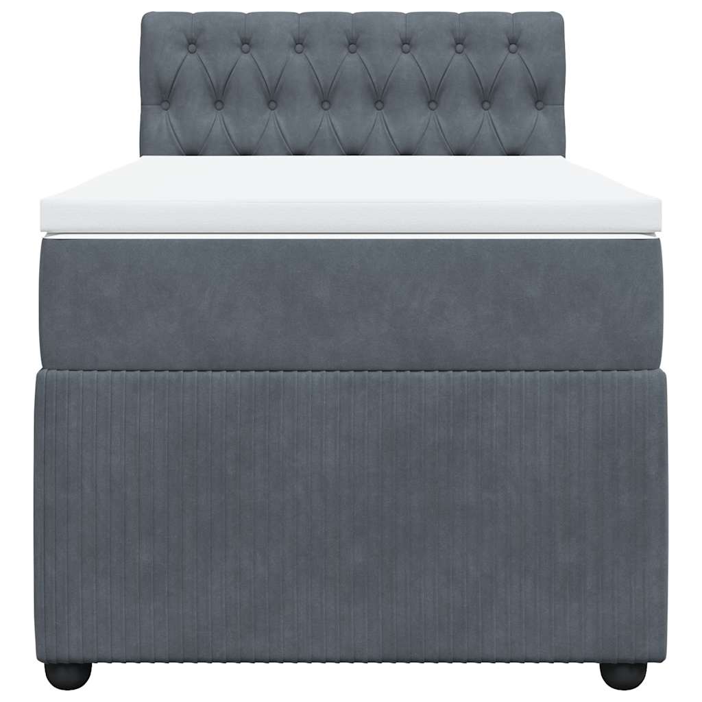 vidaXL Κρεβάτι Boxspring με Στρώμα Σκούρο Γκρι 80x200 εκ. Βελούδινο