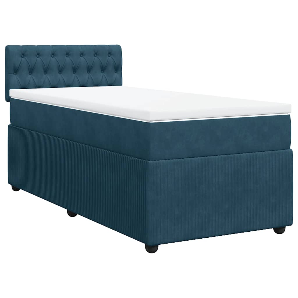 vidaXL Κρεβάτι Boxspring με Στρώμα Μπλε 80 x 200 εκ. Βελούδινο