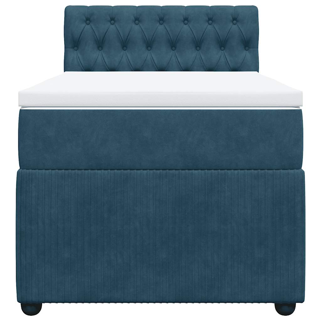vidaXL Κρεβάτι Boxspring με Στρώμα Μπλε 80 x 200 εκ. Βελούδινο