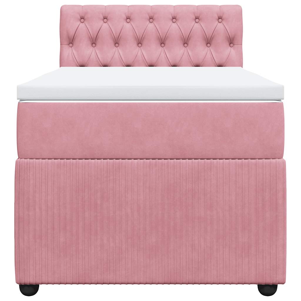 vidaXL Κρεβάτι Boxspring με Στρώμα Ροζ 80 x 200 εκ. Βελούδινο
