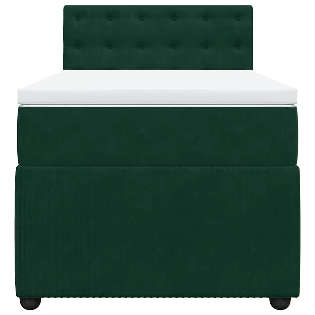 vidaXL Κρεβάτι Boxspring με Στρώμα Σκούρο Πράσινο 80x200 εκ. Βελούδινο