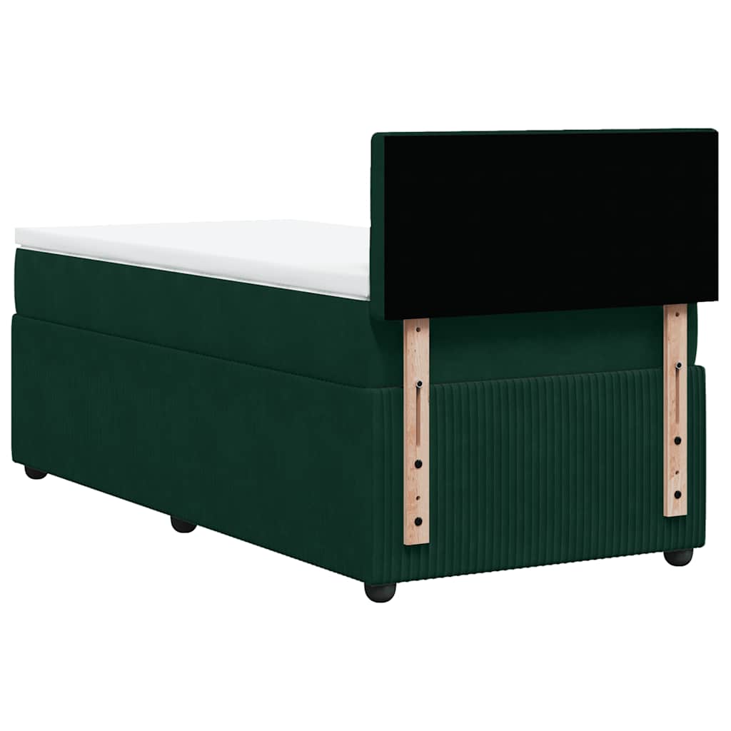 vidaXL Κρεβάτι Boxspring με Στρώμα Σκούρο Πράσινο 80x200 εκ. Βελούδινο