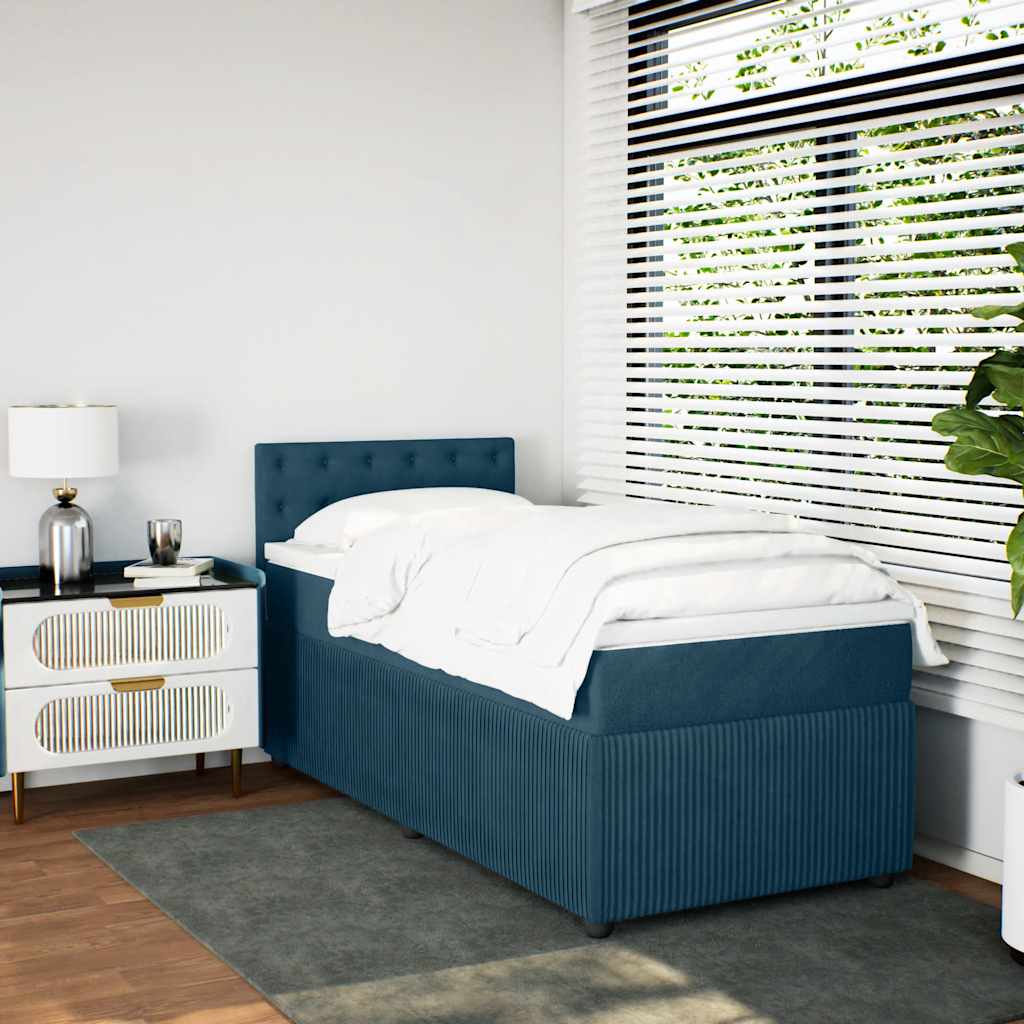 vidaXL Κρεβάτι Boxspring με Στρώμα Μπλε 80 x 200 εκ. Βελούδινο