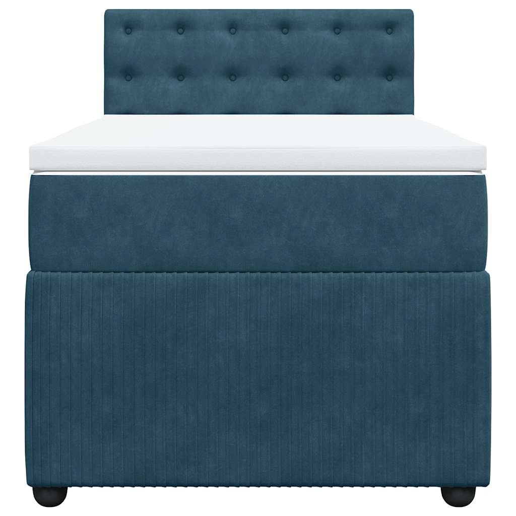 vidaXL Κρεβάτι Boxspring με Στρώμα Μπλε 80 x 200 εκ. Βελούδινο