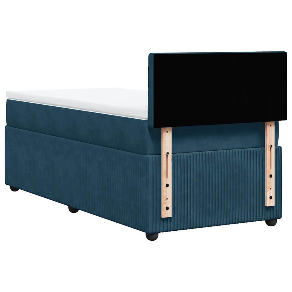 vidaXL Κρεβάτι Boxspring με Στρώμα Μπλε 80 x 200 εκ. Βελούδινο