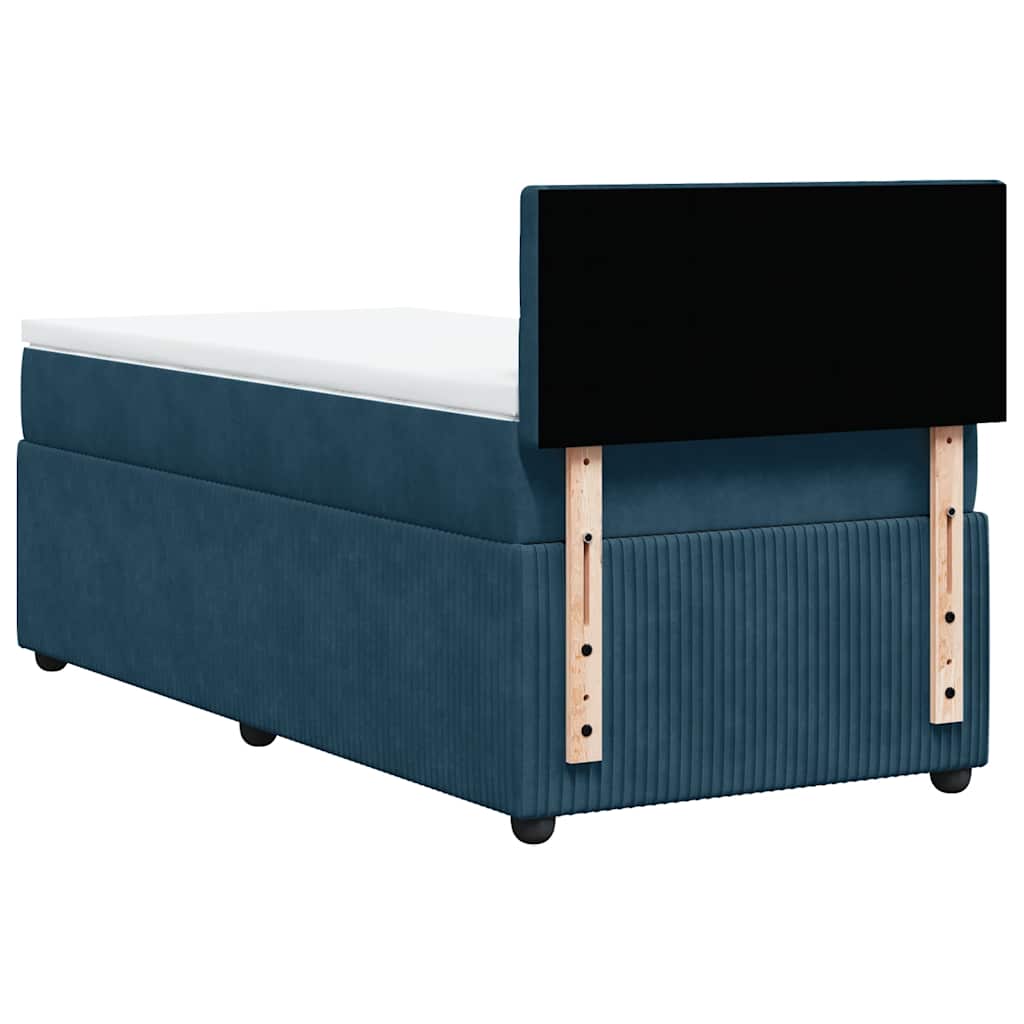 vidaXL Κρεβάτι Boxspring με Στρώμα Μπλε 90x190 εκ. Βελούδινο