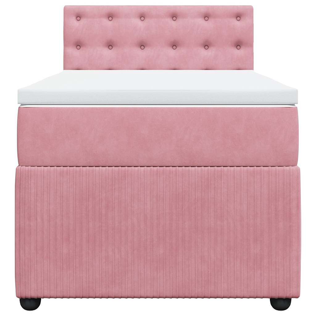 vidaXL Κρεβάτι Boxspring με Στρώμα Ροζ 90x190 εκ. Βελούδινο