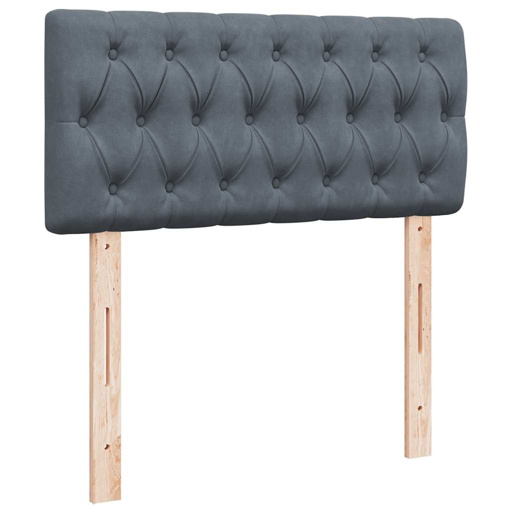 vidaXL Κρεβάτι Boxspring με Στρώμα Σκούρο Γκρι 90x190 εκ. Βελούδινο