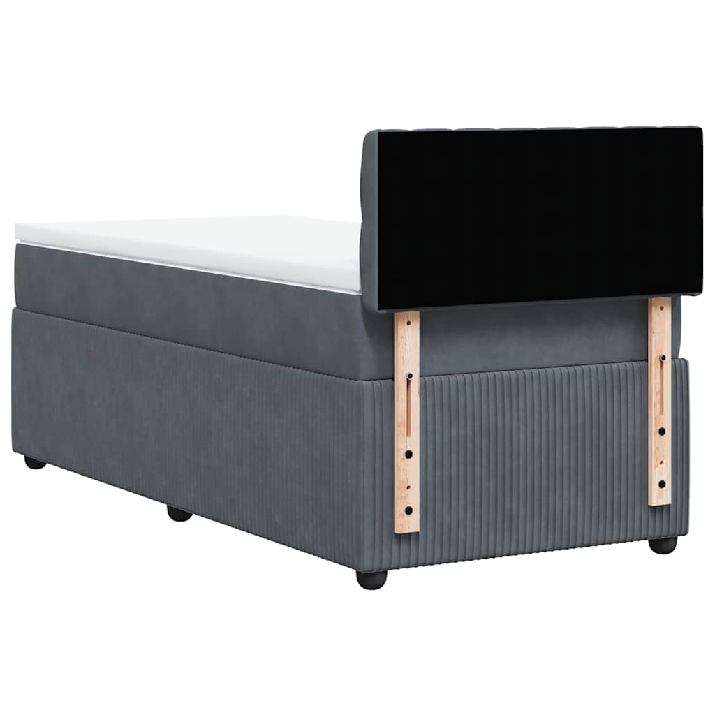 vidaXL Κρεβάτι Boxspring με Στρώμα Σκούρο Γκρι 90x190 εκ. Βελούδινο
