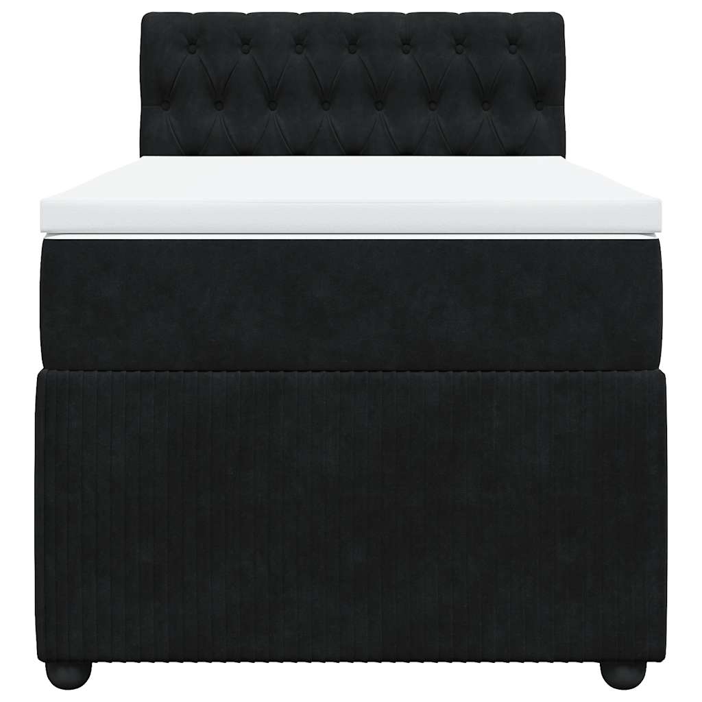 vidaXL Κρεβάτι Boxspring με Στρώμα Μαύρο 90x190 εκ. Βελούδινο