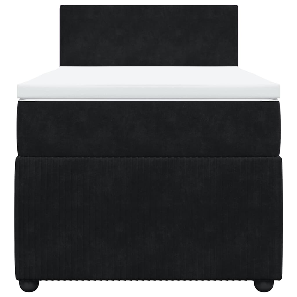 vidaXL Κρεβάτι Boxspring με Στρώμα Μαύρο 90x200 εκ. Βελούδινο