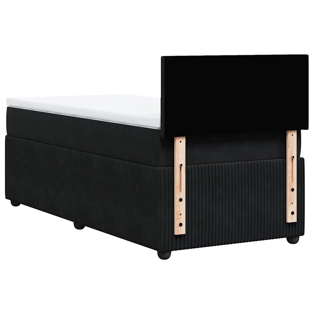 vidaXL Κρεβάτι Boxspring με Στρώμα Μαύρο 90x200 εκ. Βελούδινο