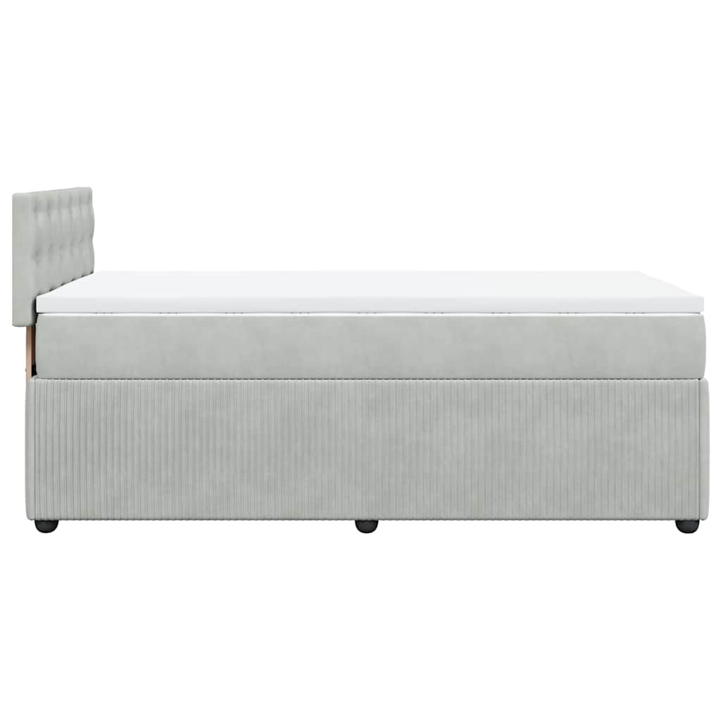 vidaXL Κρεβάτι Boxspring με Στρώμα Ανοιχτό Γκρι 90x200 εκ. Βελούδινο