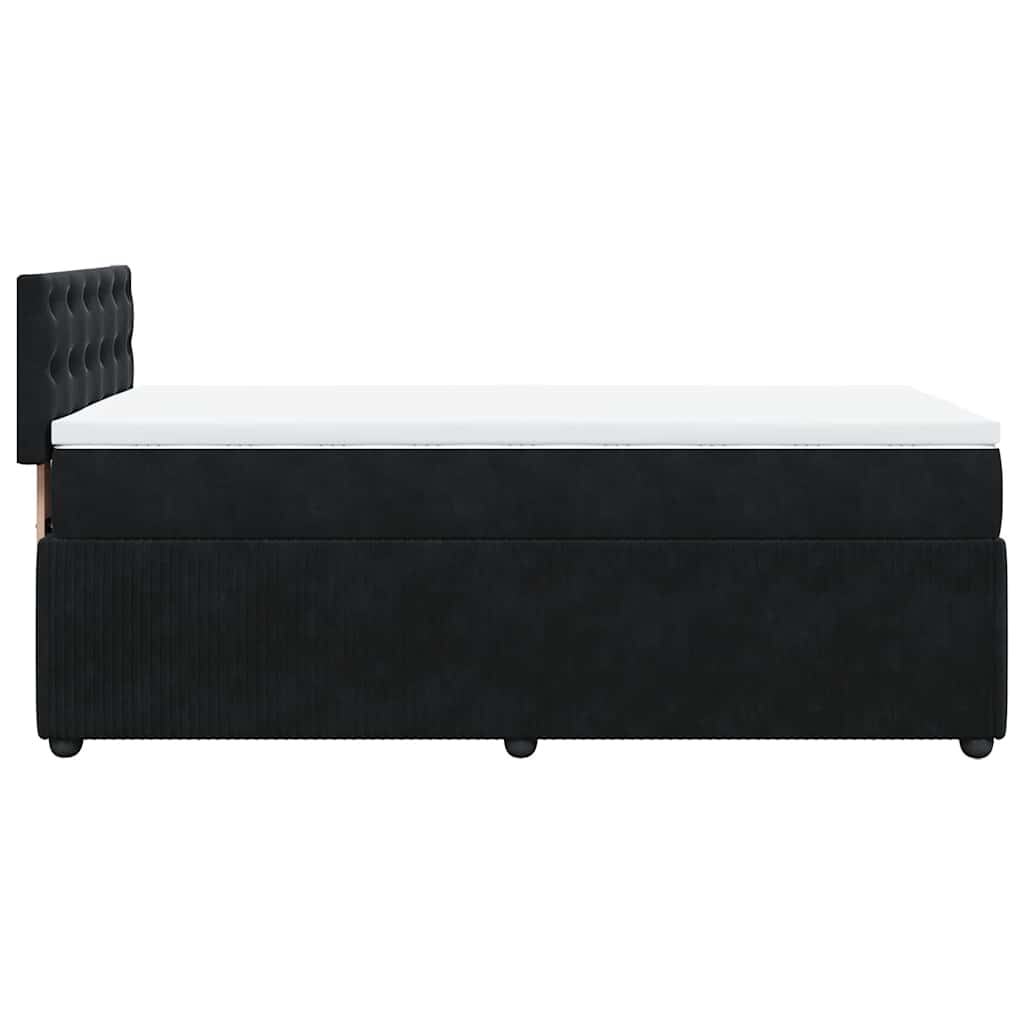 vidaXL Κρεβάτι Boxspring με Στρώμα Μαύρο 90x200 εκ. Βελούδινο