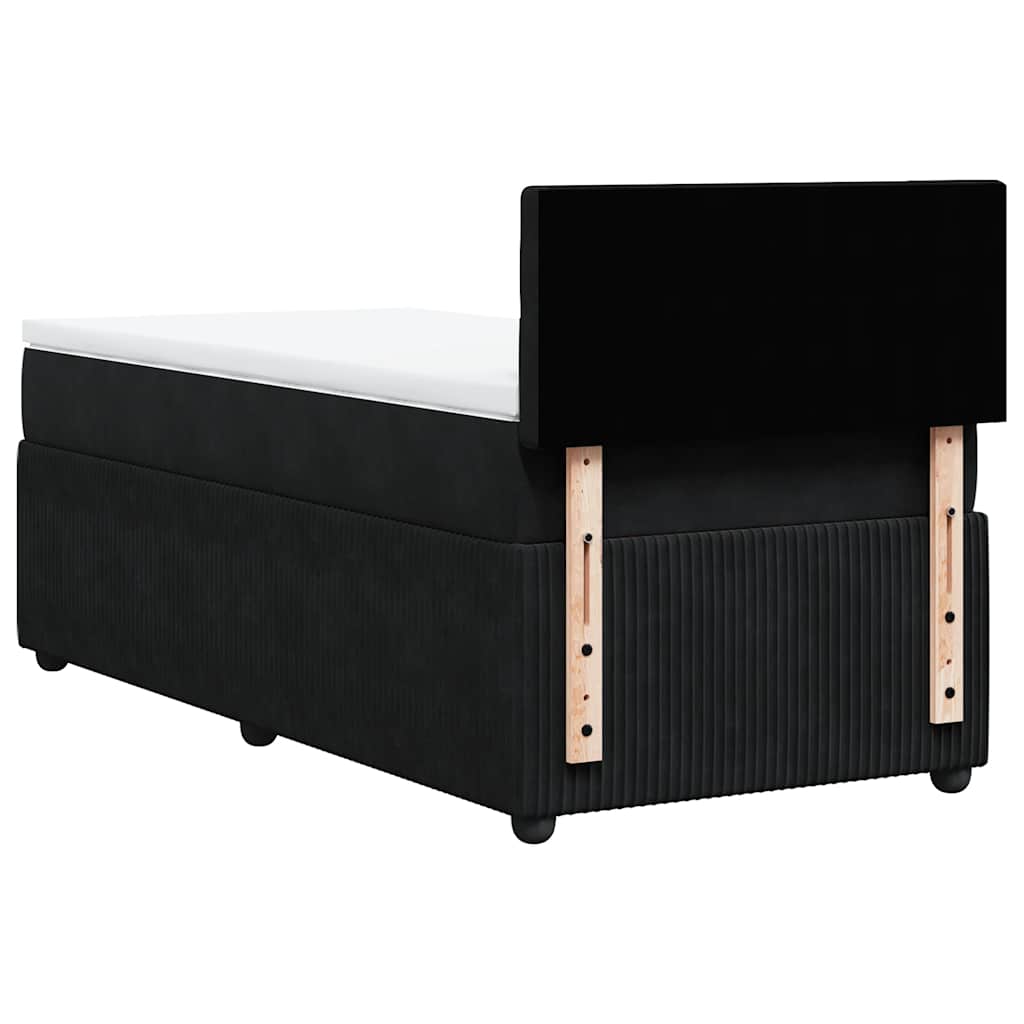 vidaXL Κρεβάτι Boxspring με Στρώμα Μαύρο 90x200 εκ. Βελούδινο