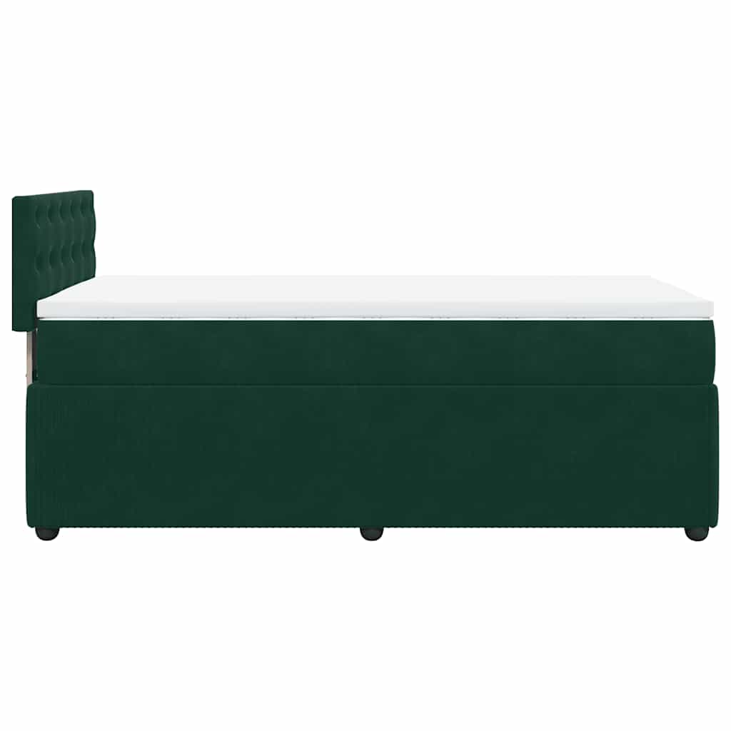 vidaXL Κρεβάτι Boxspring με Στρώμα Σκούρο Πράσινο 90x200 εκ. Βελούδινο