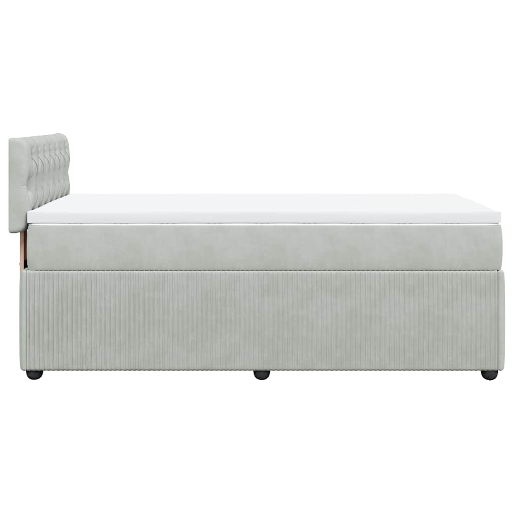 vidaXL Κρεβάτι Boxspring με Στρώμα Ανοιχτό Γκρι 90x200 εκ. Βελούδινο