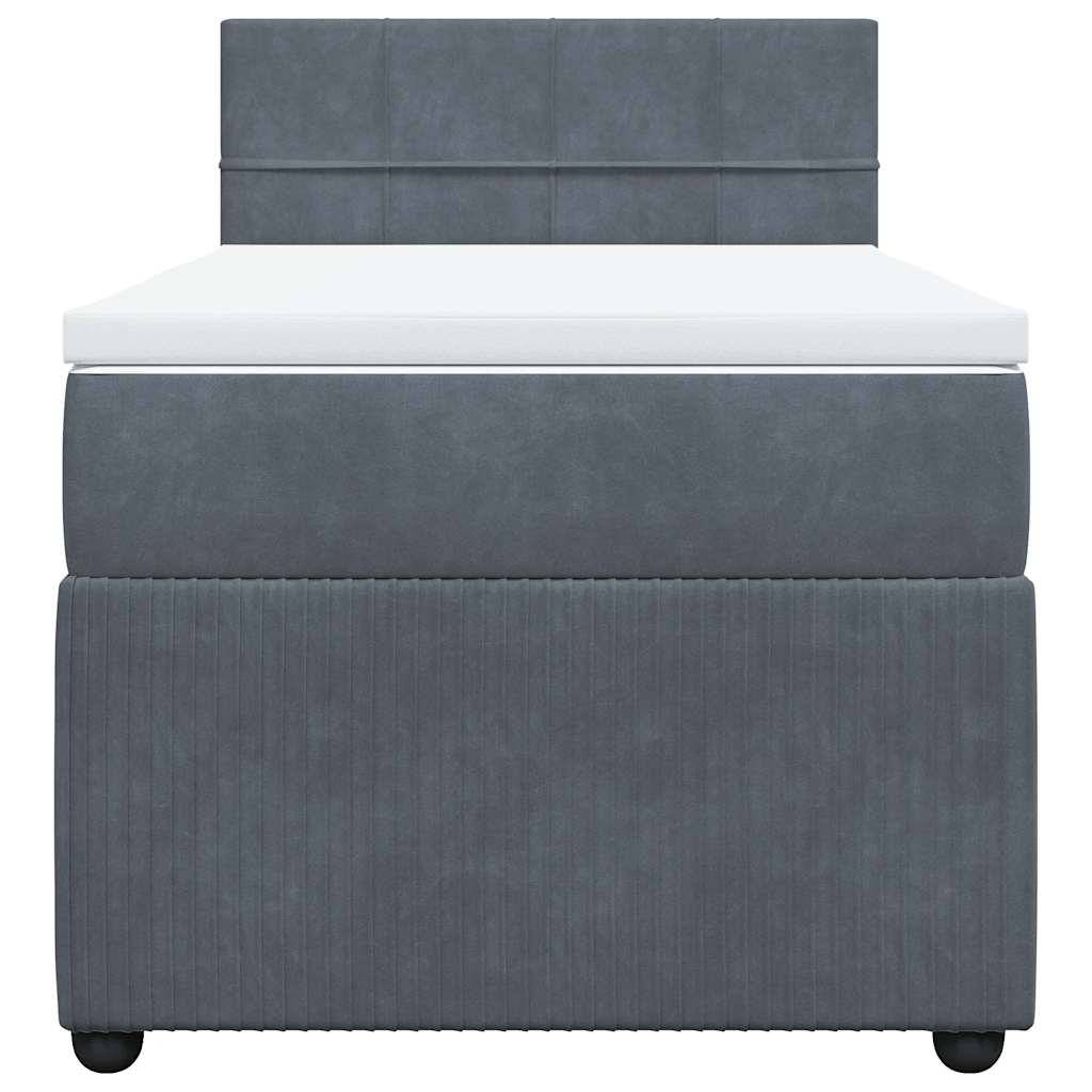 vidaXL Κρεβάτι Boxspring με Στρώμα Σκούρο Γκρι 90x200 εκ. Βελούδινο