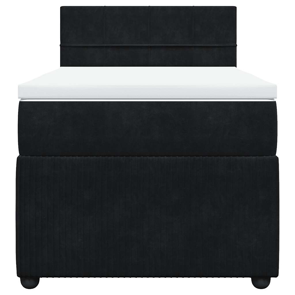 vidaXL Κρεβάτι Boxspring με Στρώμα Μαύρο 90x200 εκ. Βελούδινο