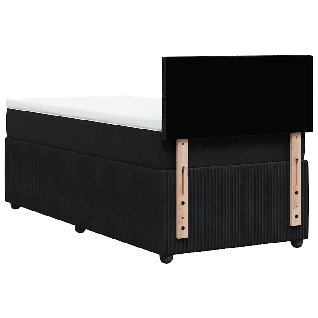 vidaXL Κρεβάτι Boxspring με Στρώμα Μαύρο 90x200 εκ. Βελούδινο