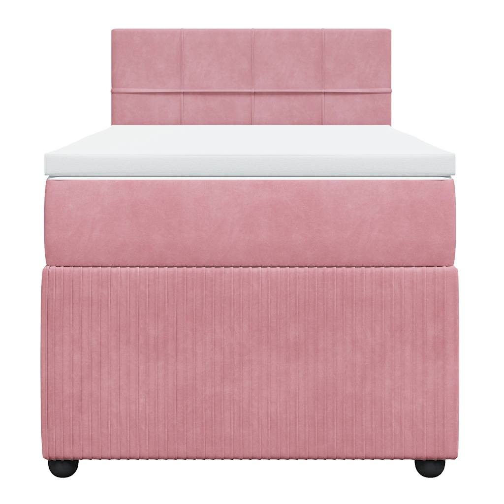 vidaXL Κρεβάτι Boxspring με Στρώμα Ροζ 90x200 εκ. Βελούδινο