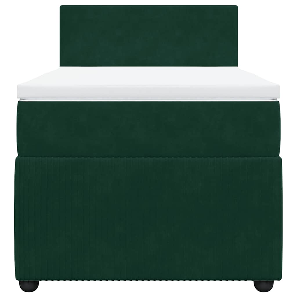 vidaXL Κρεβάτι Boxspring με Στρώμα Σκούρο Πράσινο 100x200εκ. Βελούδινο