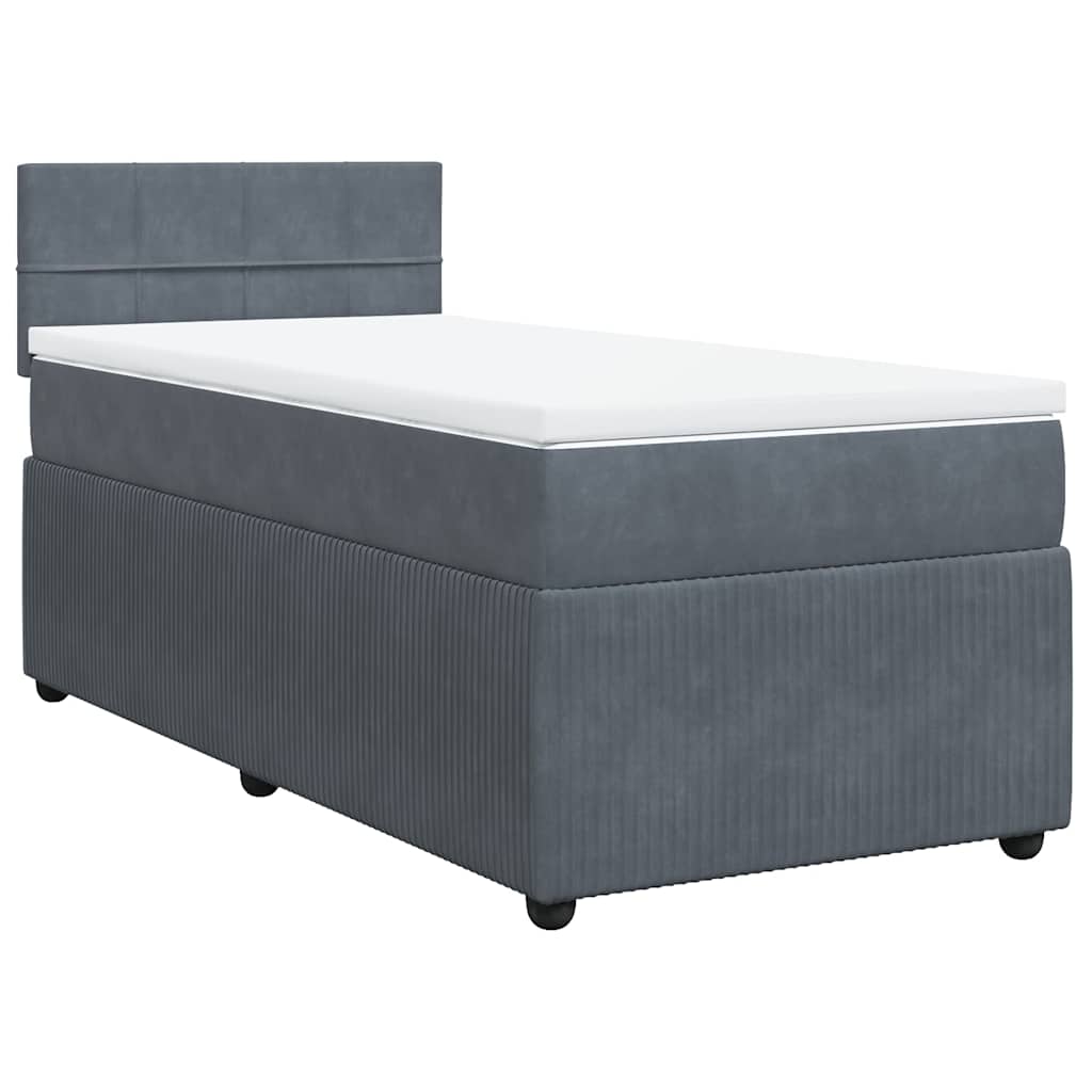 vidaXL Κρεβάτι Boxspring με Στρώμα Σκούρο Γκρι 100x200 εκ. Βελούδινο