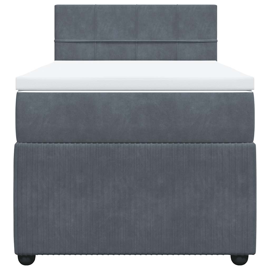 vidaXL Κρεβάτι Boxspring με Στρώμα Σκούρο Γκρι 100x200 εκ. Βελούδινο