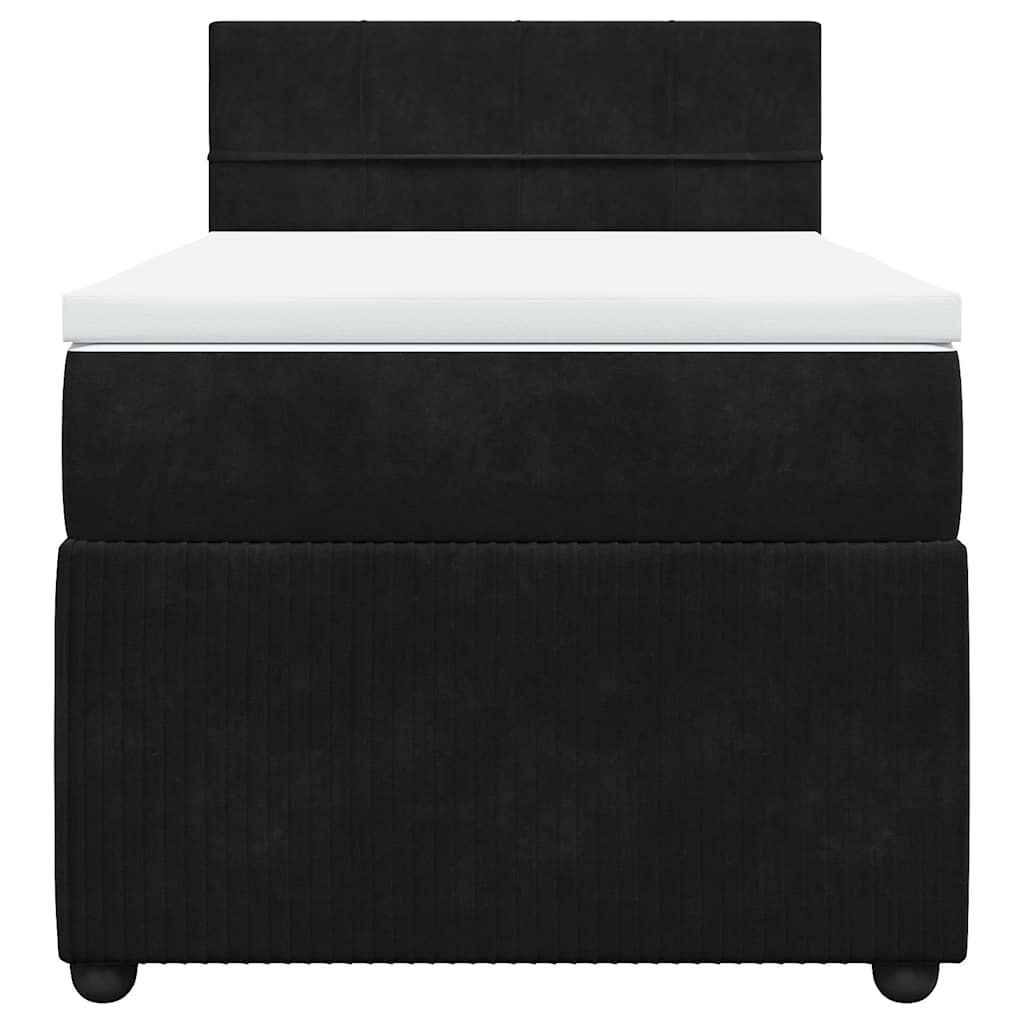 vidaXL Κρεβάτι Boxspring με Στρώμα Μαύρο 100x200 εκ. Βελούδινο