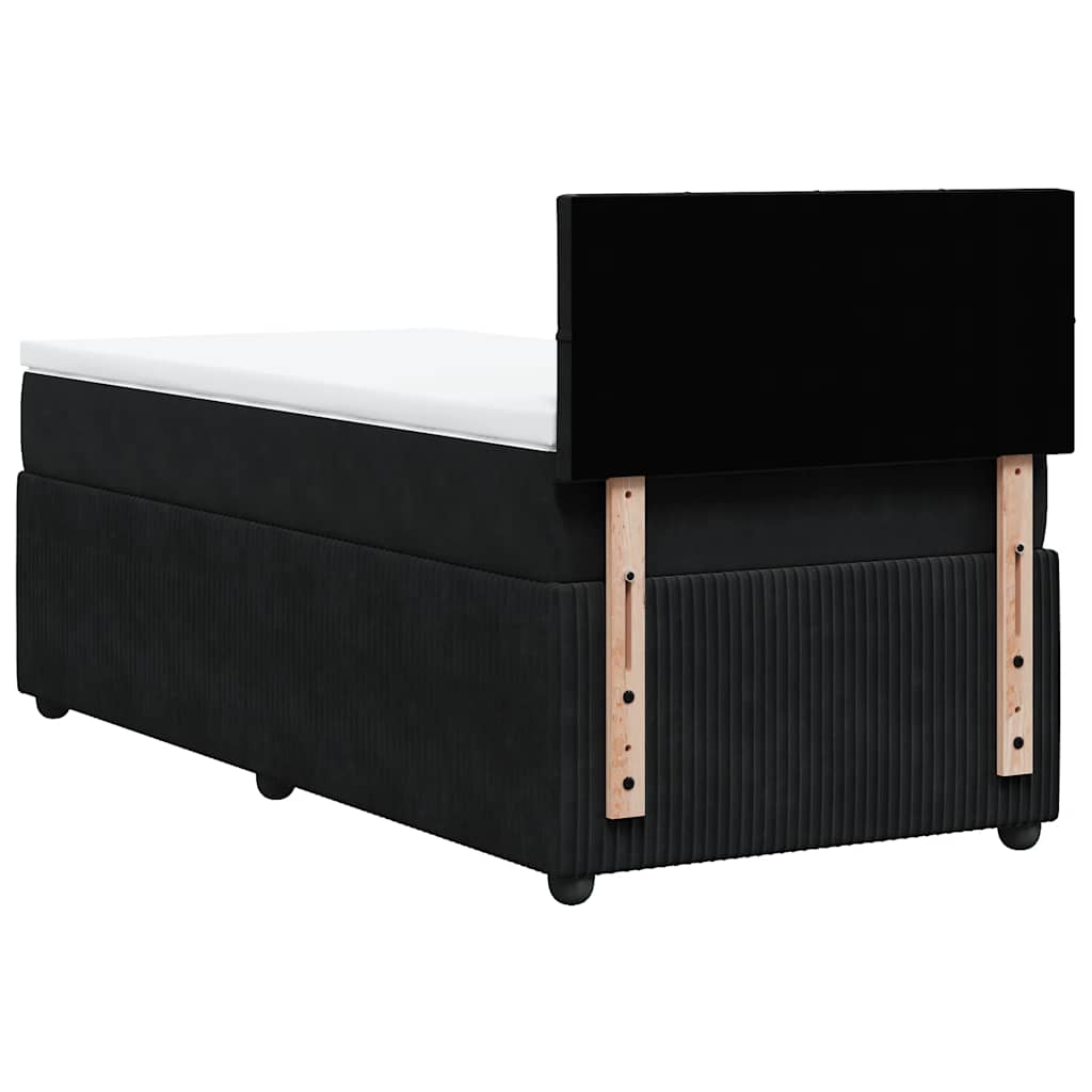 vidaXL Κρεβάτι Boxspring με Στρώμα Μαύρο 100x200 εκ. Βελούδινο