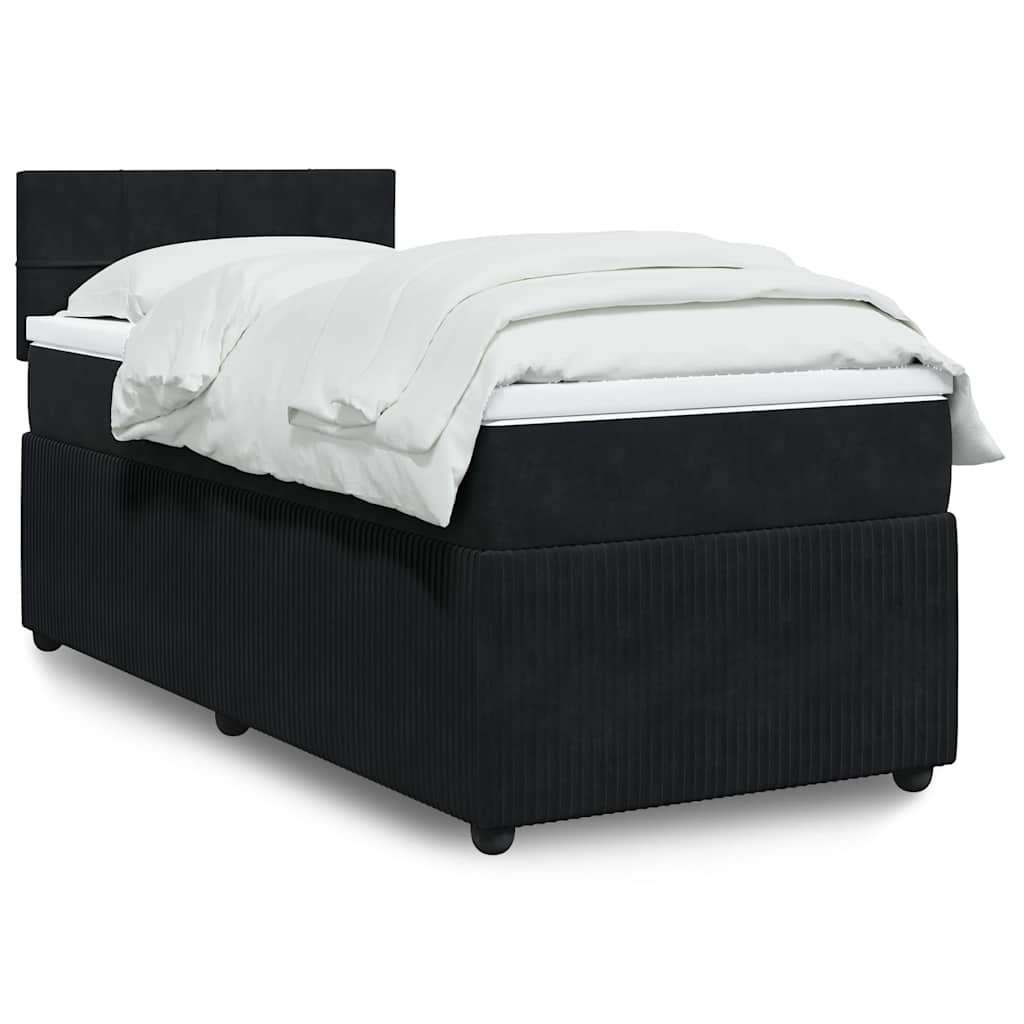 vidaXL Κρεβάτι Boxspring με Στρώμα Μαύρο 100x200 εκ. Βελούδινο