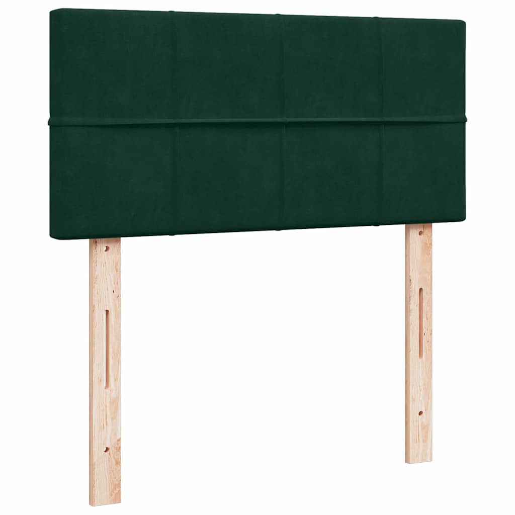 vidaXL Κρεβάτι Boxspring με Στρώμα Σκούρο Πράσινο 100x200εκ. Βελούδινο