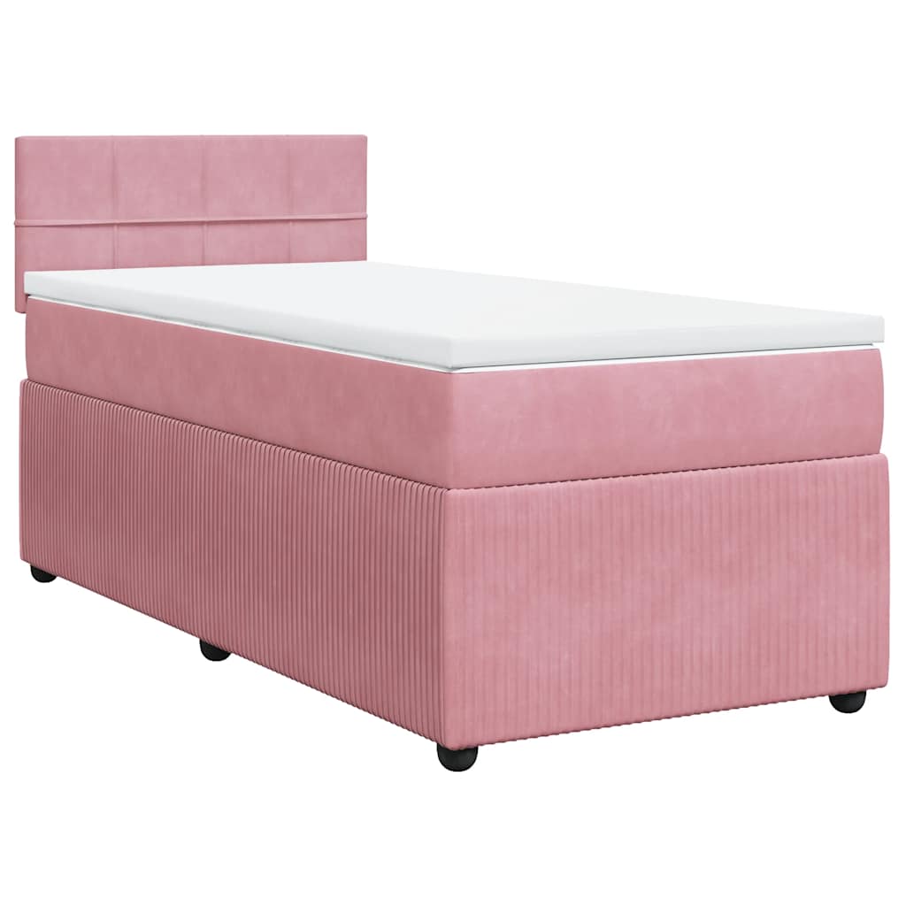 vidaXL Κρεβάτι Boxspring με Στρώμα Ροζ 100x200 εκ. Βελούδινο