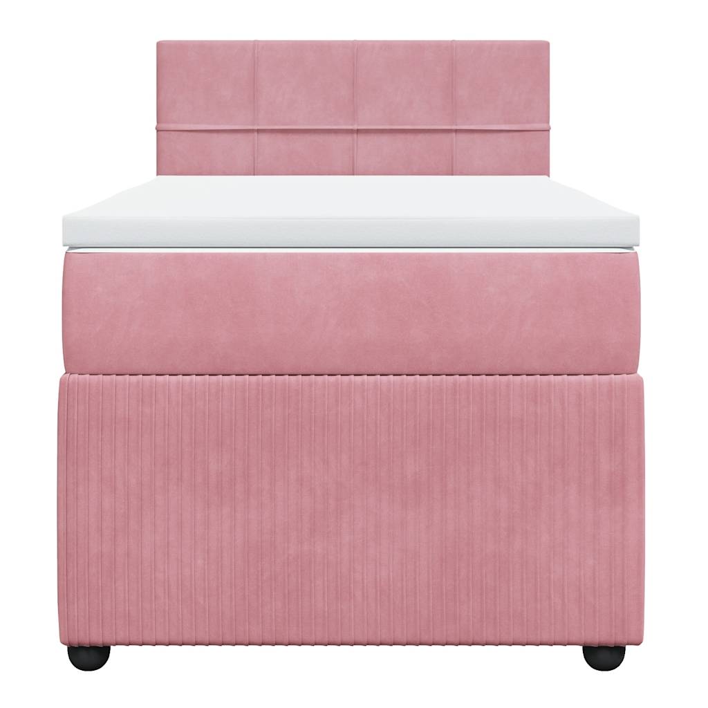 vidaXL Κρεβάτι Boxspring με Στρώμα Ροζ 100x200 εκ. Βελούδινο