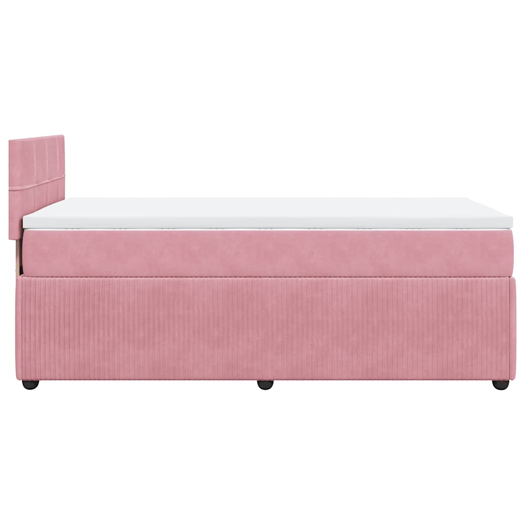 vidaXL Κρεβάτι Boxspring με Στρώμα Ροζ 100x200 εκ. Βελούδινο