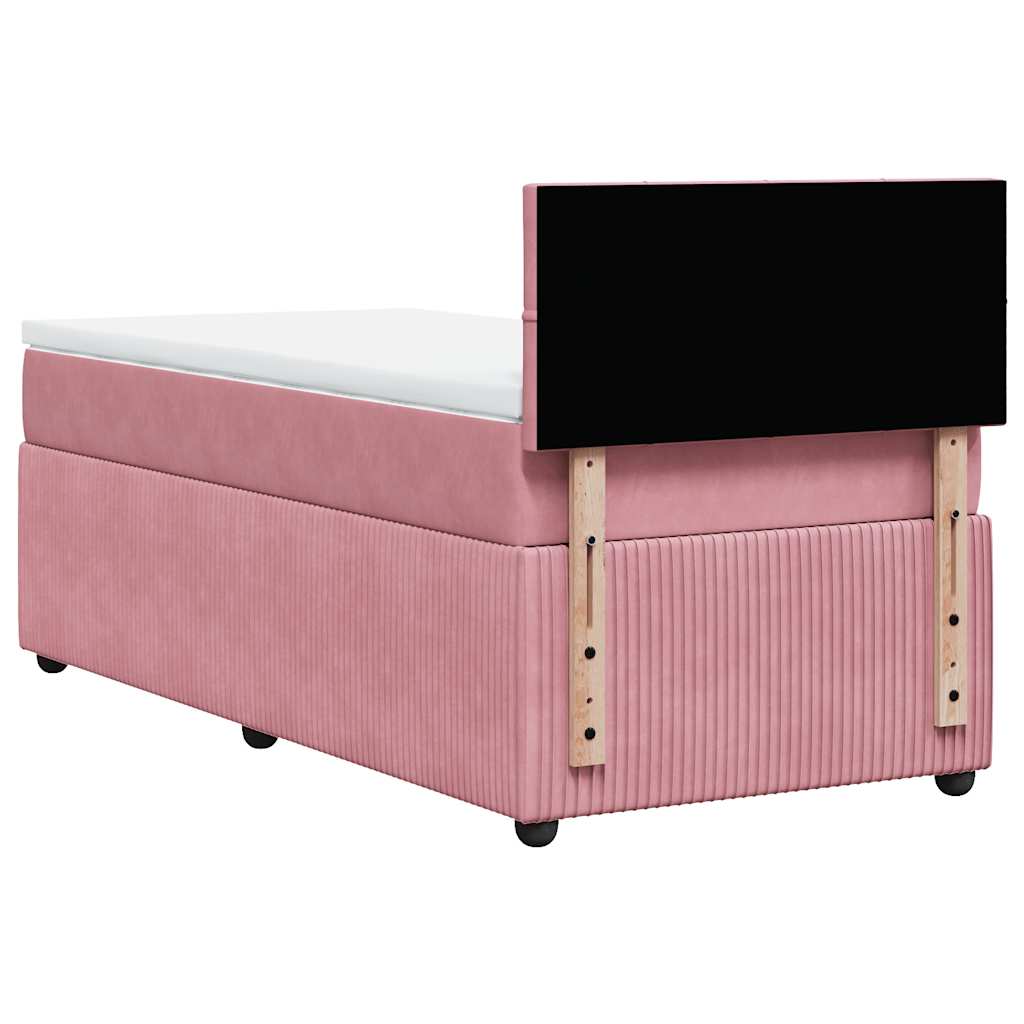 vidaXL Κρεβάτι Boxspring με Στρώμα Ροζ 100x200 εκ. Βελούδινο