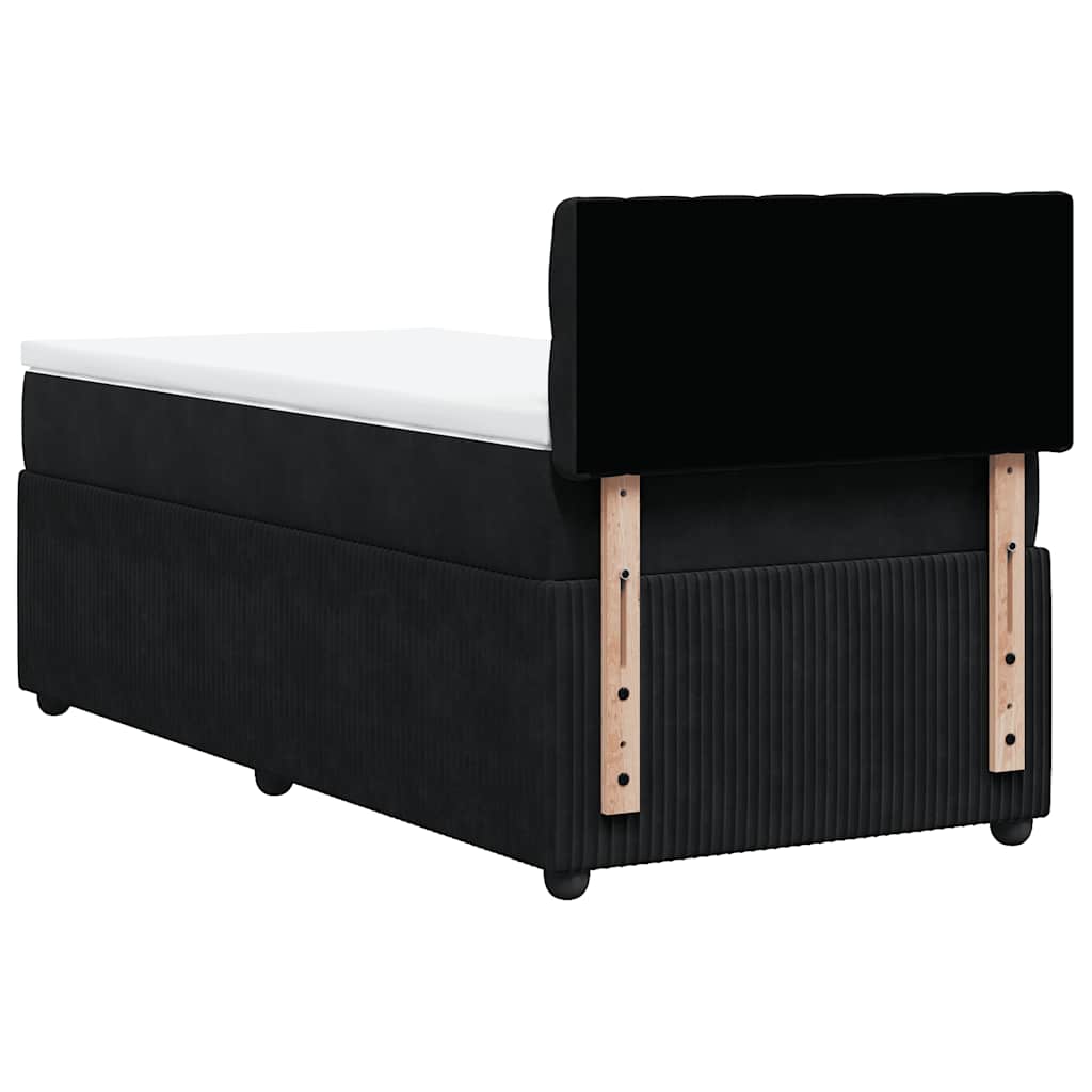 vidaXL Κρεβάτι Boxspring με Στρώμα Μαύρο 100x200 εκ. Βελούδινο