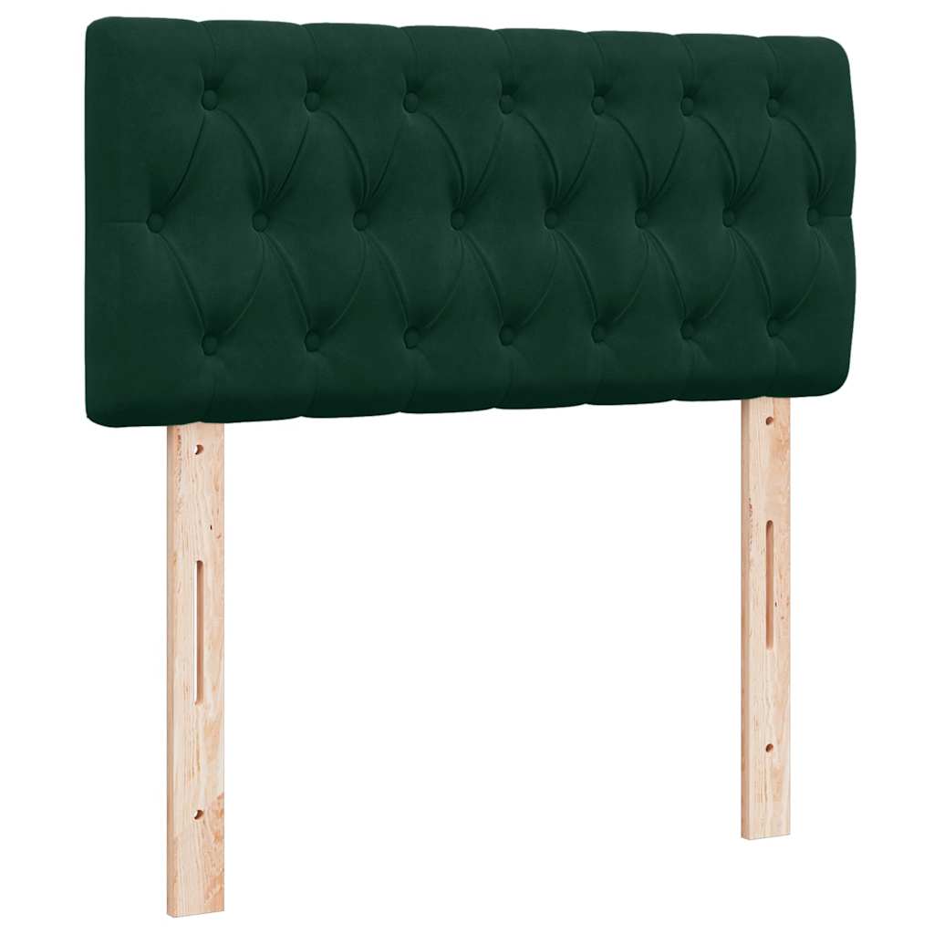 vidaXL Κρεβάτι Boxspring με Στρώμα Σκούρο Πράσινο 100x200εκ. Βελούδινο