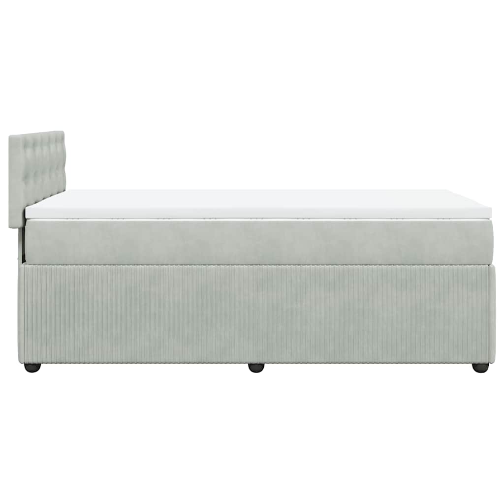 vidaXL Κρεβάτι Boxspring με Στρώμα Ανοιχτό Γκρι 100x200 εκ. Βελούδινο