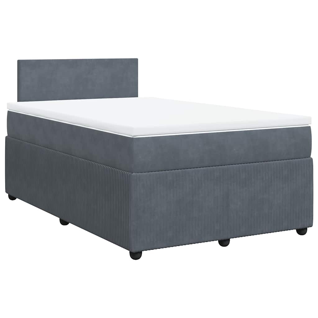 vidaXL Κρεβάτι Boxspring με Στρώμα Σκούρο Γκρι 120x190 εκ. Βελούδινο