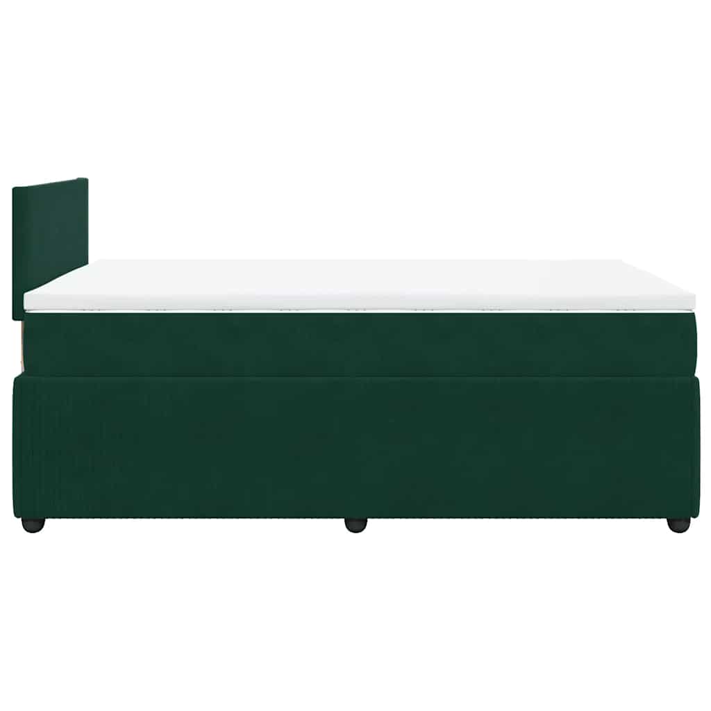 vidaXL Κρεβάτι Boxspring με Στρώμα Σκούρο Πράσινο 120x190εκ. Βελούδινο