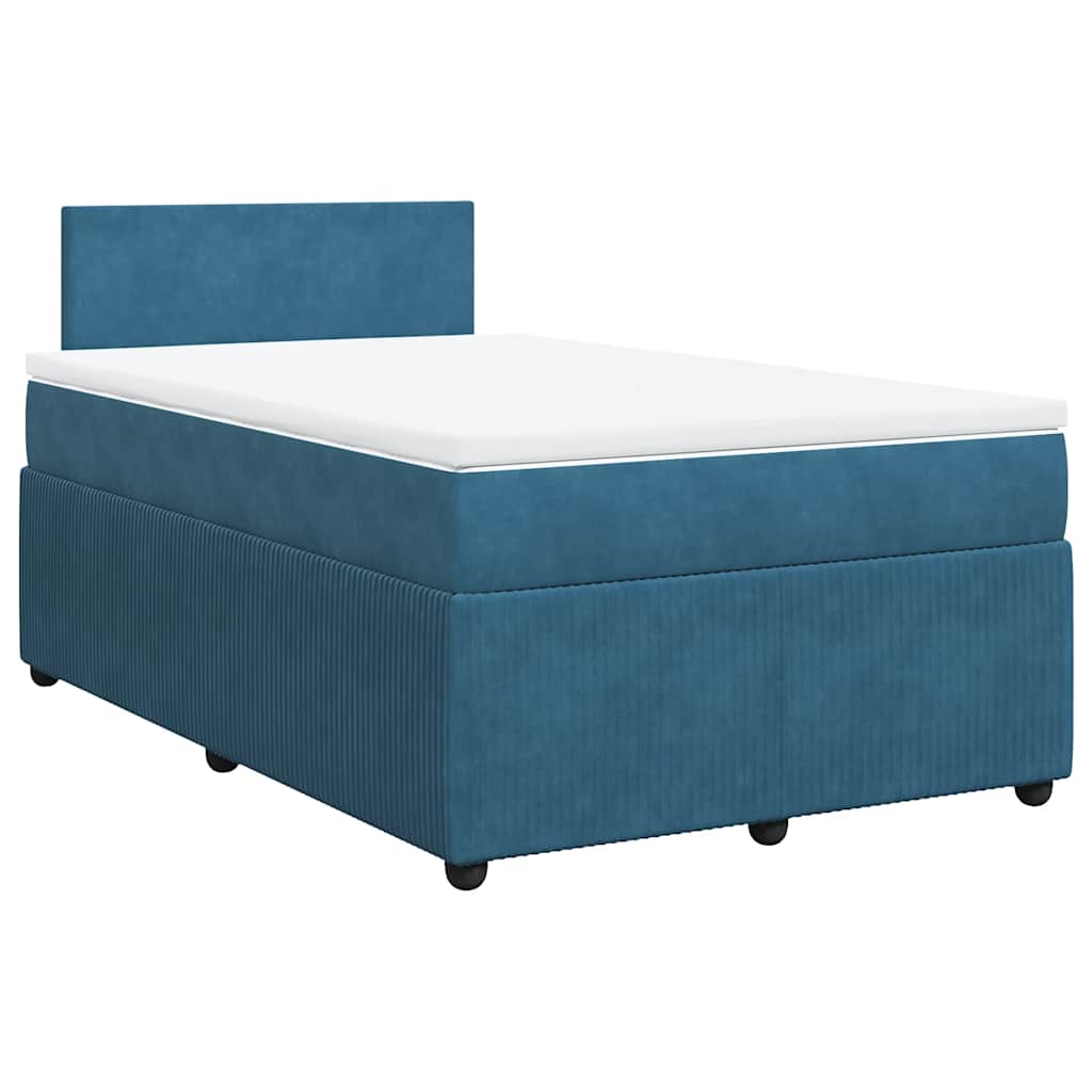 vidaXL Κρεβάτι Boxspring με Στρώμα Μπλε 120x190 εκ. Βελούδινο