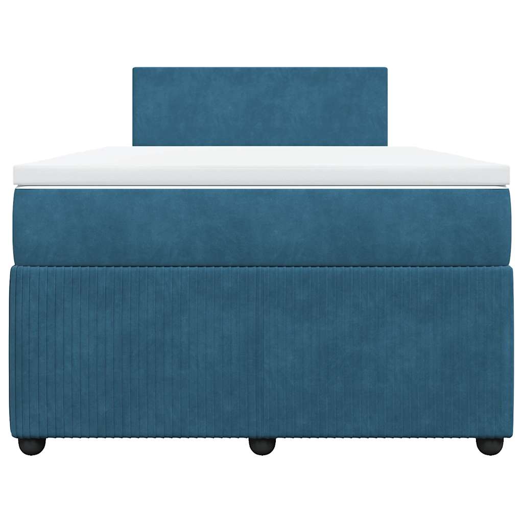 vidaXL Κρεβάτι Boxspring με Στρώμα Μπλε 120x190 εκ. Βελούδινο