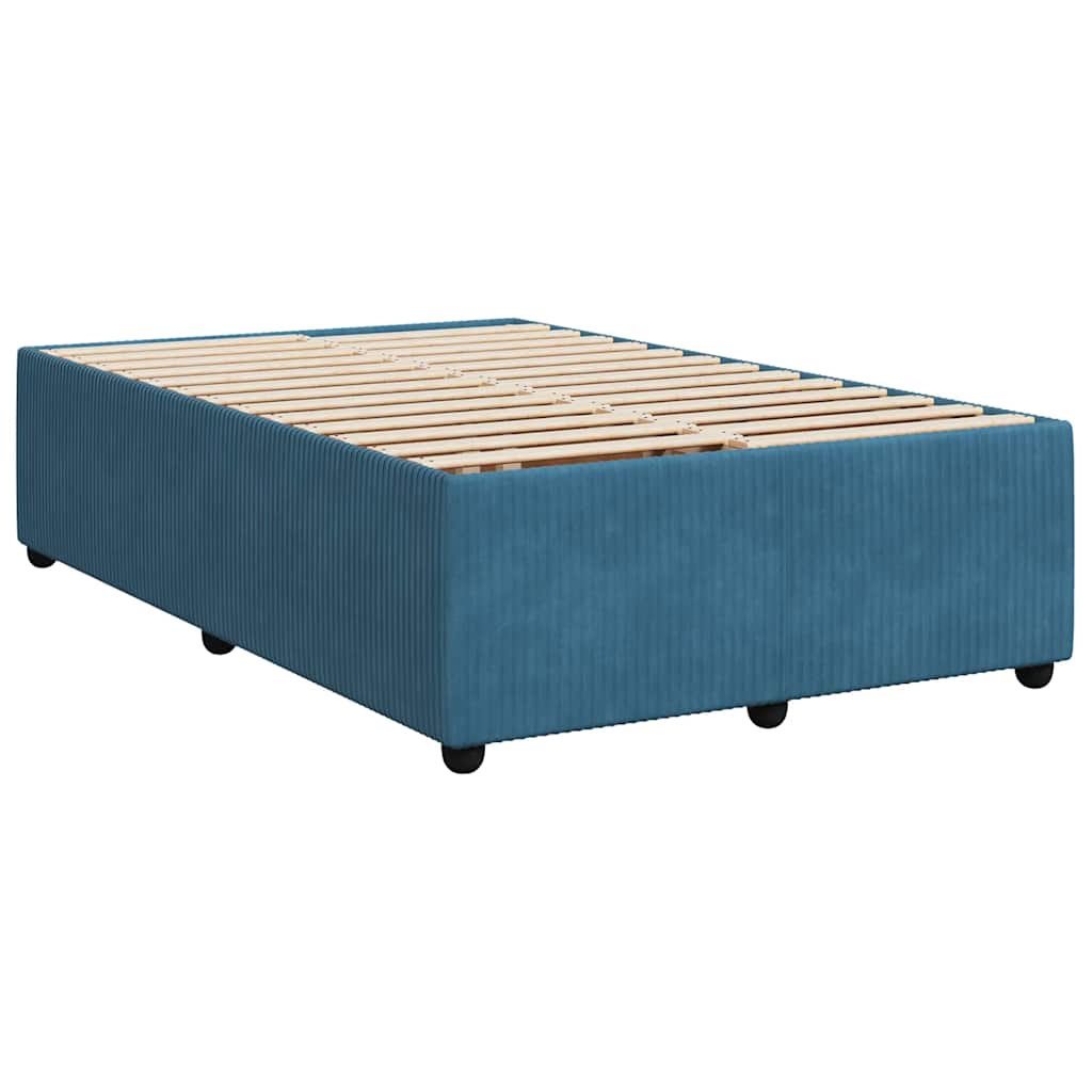 vidaXL Κρεβάτι Boxspring με Στρώμα Μπλε 120x190 εκ. Βελούδινο