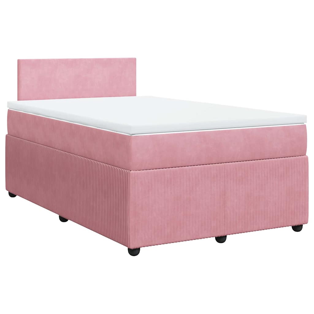vidaXL Κρεβάτι Boxspring με Στρώμα Ροζ 120x190 εκ. Βελούδινο