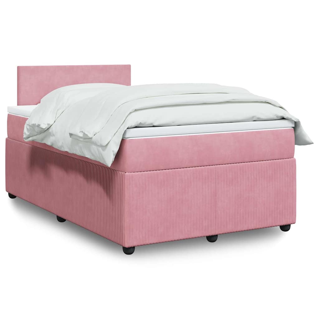 vidaXL Κρεβάτι Boxspring με Στρώμα Ροζ 120x190 εκ. Βελούδινο