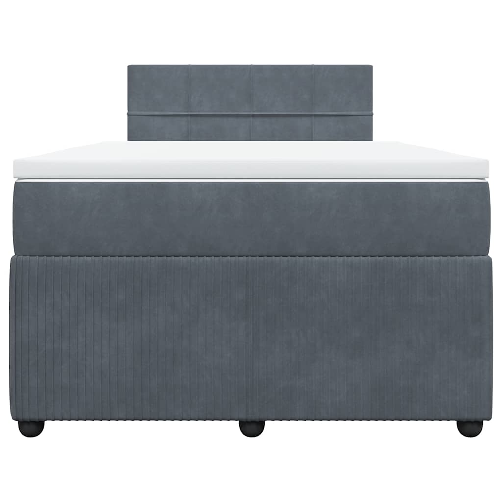 vidaXL Κρεβάτι Boxspring με Στρώμα Σκούρο Γκρι 120x190 εκ. Βελούδινο