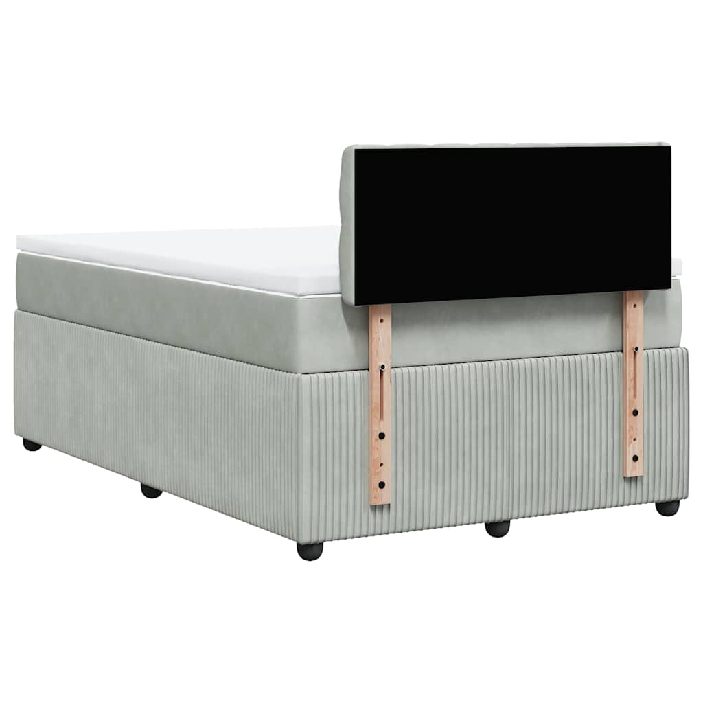vidaXL Κρεβάτι Boxspring με Στρώμα Ανοιχτό Γκρι 120x190 εκ. Βελούδινο